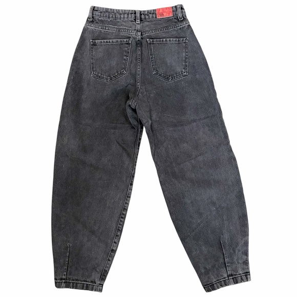 Zara Washed Black High Waisted Cropped Mom Jeans - Picture 3 of 15